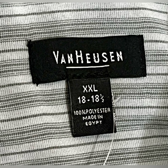 NWT VAN HEUSEN Men's Shirt Size XXL 18-18.5 Striped Mirage Gray Long Sleeve - Picture 8 of 9